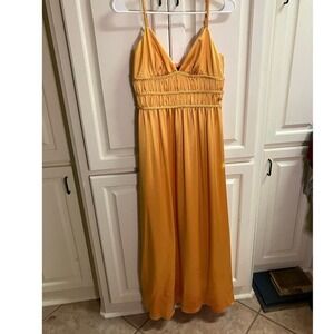 ABS‎ Essentials by Allen Schwartz Yellow Sleeveless Dress SZ 4 Maxi Lined Summer